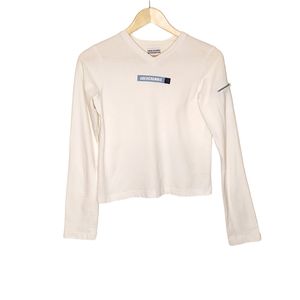 White Long Sleeve Snowboarder Style T-Shirt with Abercrombie Logo